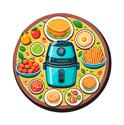 ai billede ikon af en airfryer og mad til opskrift-kategorier
